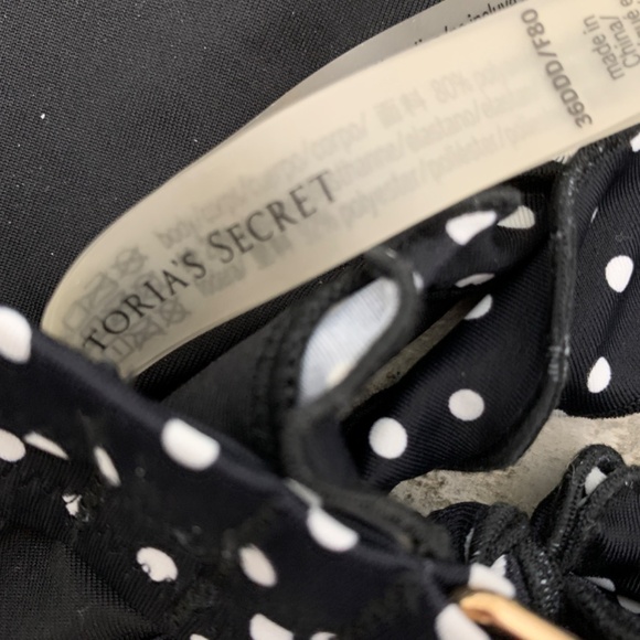 Victoria's Secret Polka Dot Bikini Black & White Top Size 36DDD Bottom Size L - Picture 8 of 14